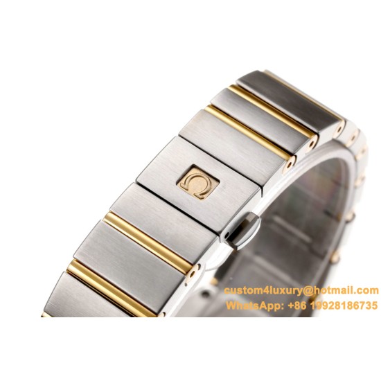 OMEGA - Constellation Ladies 28mm YG/SS Wht MOP Stk 8848F Swiss Qtz