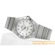 OMEGA - Constellation Ladies 28mm SS/SS White Patterned MOP Diamonds Marker 8848F Swiss Qtz