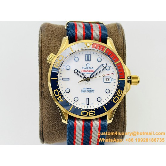 OMEGA - Seamaster Commander 007 42MM YG/NY White Dial OMF A2507