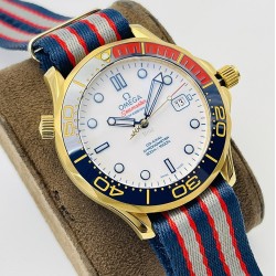 OMEGA - Seamaster Commander 007 42MM YG/NY White Dial OMF A2507