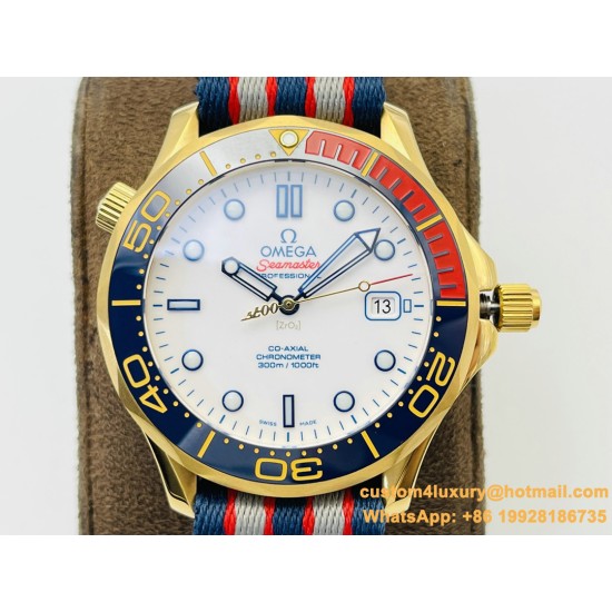 OMEGA - Seamaster Commander 007 42MM YG/NY White Dial OMF A2507