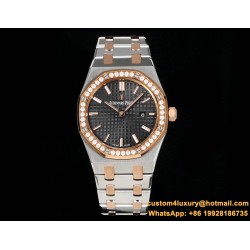 Royal Oak Ladies 33mm 67651 Dia RG/SS Black TKF Swiss Qtz