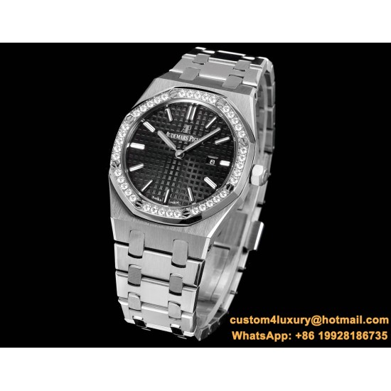 Royal Oak Ladies 67651 33mm Dia SS/SS Black TKF Swiss Qtz