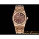 Royal Oak Ladies 67651 33mm Dia RG/RG Brown TKF Swiss Qtz