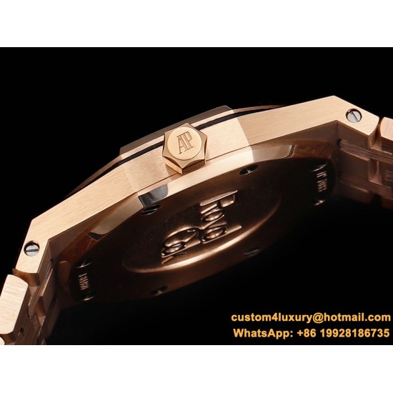 Royal Oak Ladies 67651 33mm Dia RG/RG Brown TKF Swiss Qtz