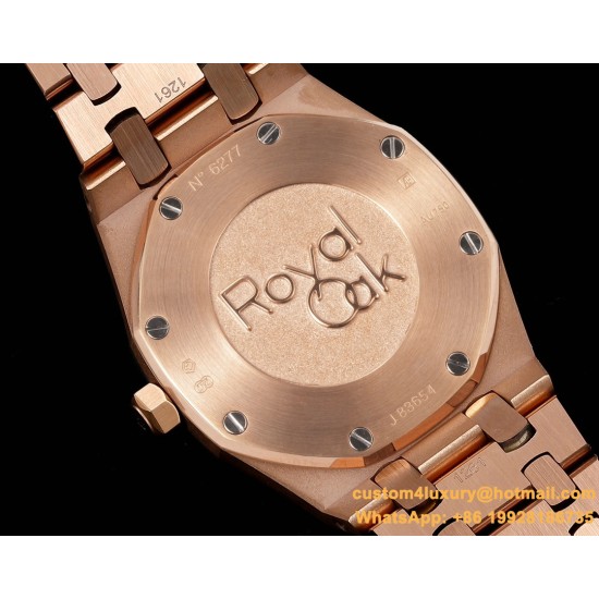 Royal Oak Ladies 67651 33mm Dia RG/RG Brown TKF Swiss Qtz