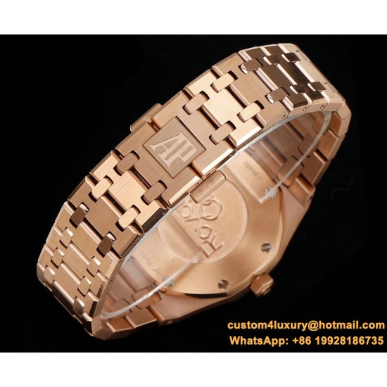 Royal Oak Ladies 67651 33mm Dia RG/RG Brown TKF Swiss Qtz