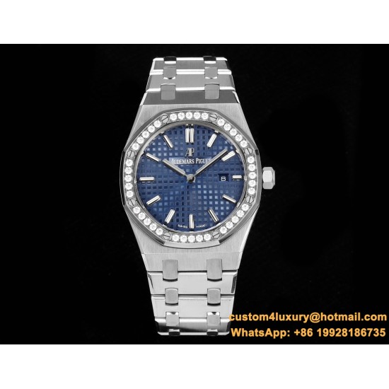 Royal Oak Ladies 67651 33mm Dia SS/SS Blue TKF Swiss Qtz