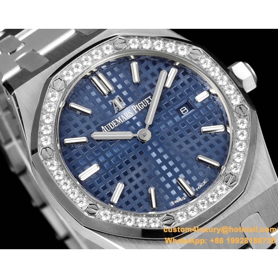 Royal Oak Ladies 67651 33mm Dia SS/SS Blue TKF Swiss Qtz