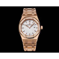 Royal Oak Ladies 67651 33mm Dia RG/RG White TKF Swiss Qtz