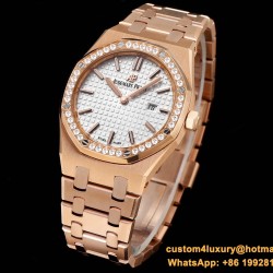 Royal Oak Ladies 67651 33mm Dia RG/RG White TKF Swiss Qtz