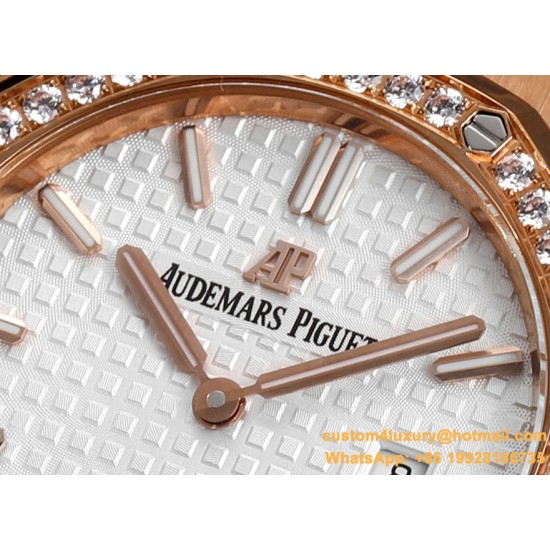 Royal Oak Ladies 67651 33mm Dia RG/RG White TKF Swiss Qtz
