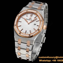 Royal Oak Ladies 33mm 67651 Dia RG/SS White TKF Swiss Qtz