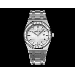 Royal Oak Ladies 67651 33mm Dia SS/SS White TKF Swiss Qtz