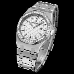 Royal Oak Ladies 67651 33mm Dia SS/SS White TKF Swiss Qtz