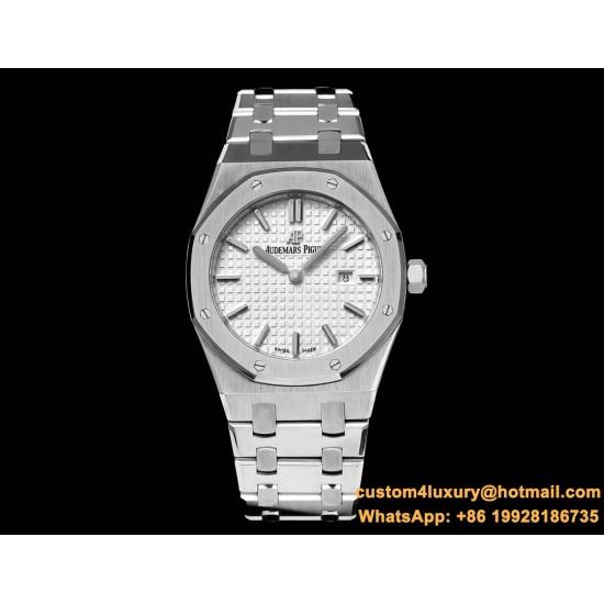 Royal Oak Ladies 67650 33mm SS/SS White TKF Swiss Qtz