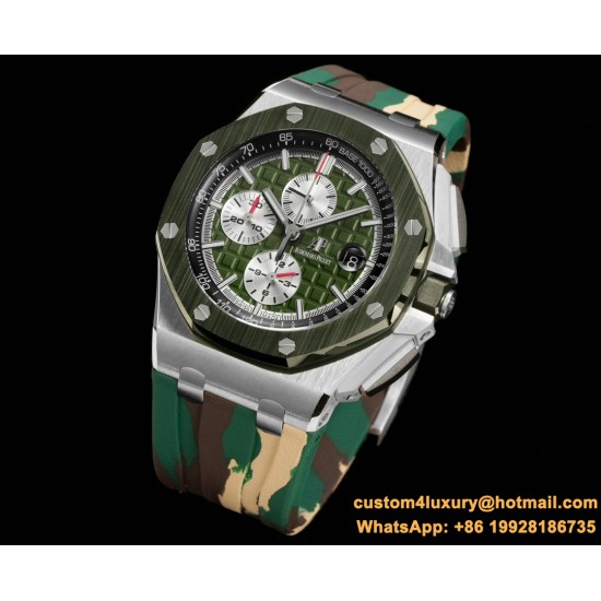 Royal Oak Offshore 26400SO Camouflage 44mm SS/RU Green Dial TKF A7750