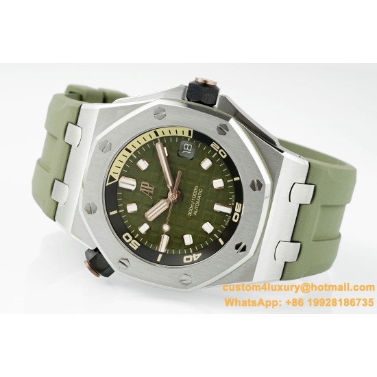 Royal Oak Offshore Diver 15720 42mm SS/RU Green/Stk APS A4308 Super Clone