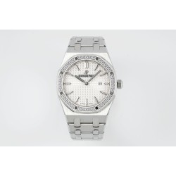 Royal Oak Ladies 67651 33mm Dia SS/SS White ZF Swiss Qtz