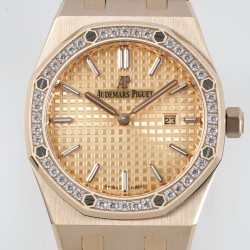 Royal Oak Ladies 67651 33mm Dia RG/RG Gold ZF Swiss Qtz