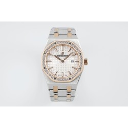 Royal Oak Ladies 33mm 67651 Dia RG/SS White ZF Swiss Qtz