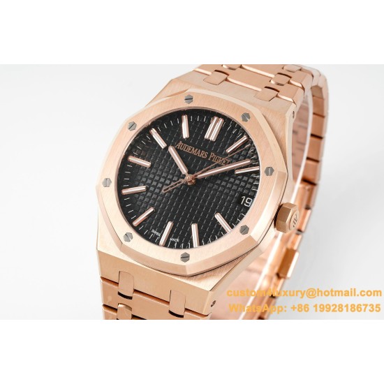 Royal Oak 41mm 15500 RG/RG Black/Stk APSF A4302 Super Clone