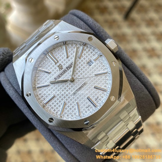 Royal Oak 15400 SS/SS White/Stk APSF SA3120 Super Clone