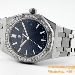 Royal Oak 77351 Ladies 34mm SS/SS Blue/Diamonds 8F A5800