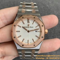 Royal Oak Ladies 33mm RG/SS White Dial JF Swiss Qtz