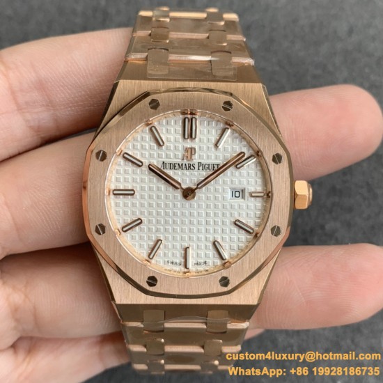 Royal Oak Ladies 33mm RG/RG White JF Swiss Qtz