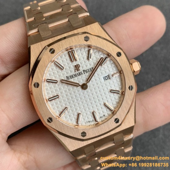 Royal Oak Ladies 33mm RG/RG White JF Swiss Qtz