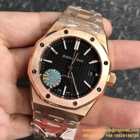 Royal Oak 15450 RG/RG Black/Stk JF SA3120 Super Clone