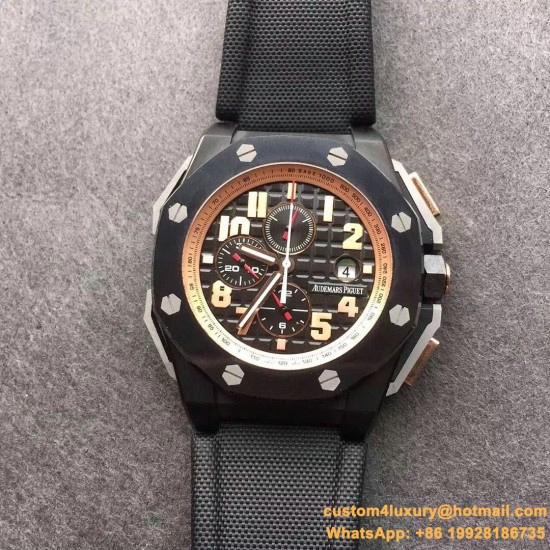 Royal Oak Offshore 44mm BLack Cer/RU Black/Stk JF A3126
