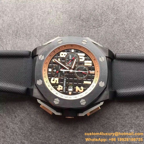 Royal Oak Offshore 44mm BLack Cer/RU Black/Stk JF A3126