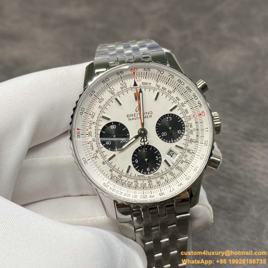 Breitling - Navitimer B01 Chronograph SS/SS Wht/Blk GF A7750 Mod