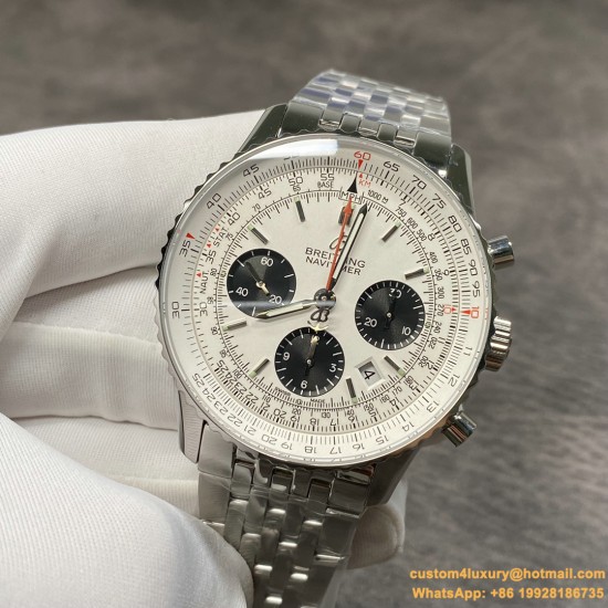 Breitling - Navitimer B01 Chronograph SS/SS Wht/Blk GF A7750 Mod
