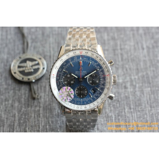 Breitling - Navitimer B01 Chronograph SS/SS Blue/Blk TA A7750 Mod