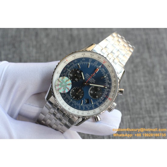 Breitling - Navitimer B01 Chronograph SS/SS Blue/Blk TA A7750 Mod