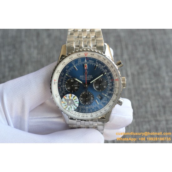 Breitling - Navitimer B01 Chronograph SS/SS Blue/Blk TA A7750 Mod