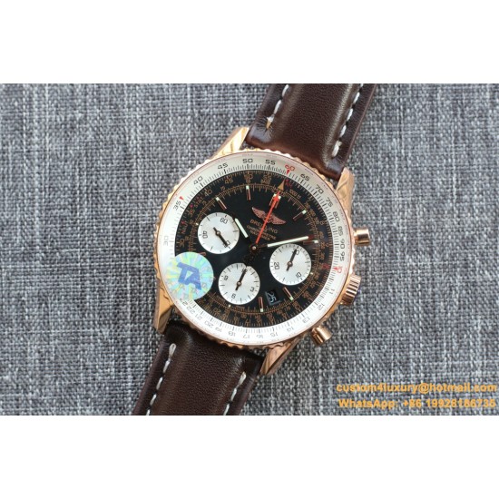 Breitling - Navitimer B01 Chronograph RG/LE Blk/Wht TA A7750 Mod