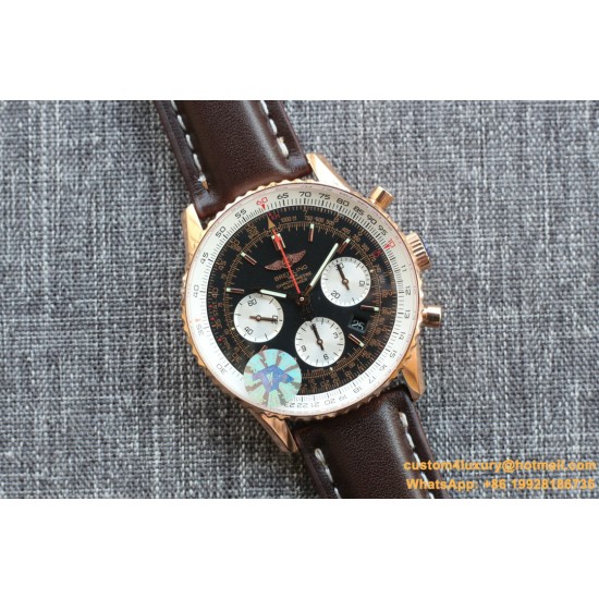 Breitling - Navitimer B01 Chronograph RG/LE Blk/Wht TA A7750 Mod