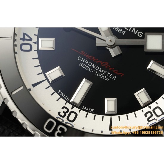 Superocean 42mm Black Bezel SS/RU on Black BLSF A2824