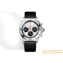 Chronomat B01 42MM Silver Dial on Rouleaux Rubber Strap TF A7750