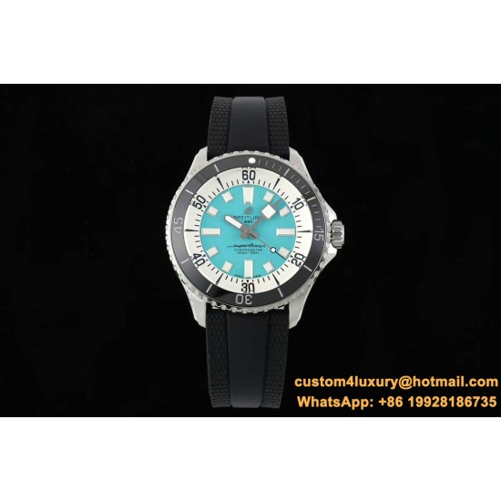 Superocean 42mm Black Bezel SS/RU Ice Blue Dial TF A2824
