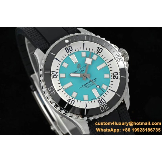 Superocean 42mm Black Bezel SS/RU Ice Blue Dial TF A2824