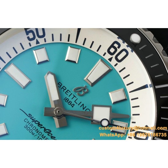 Superocean 42mm Black Bezel SS/RU Ice Blue Dial TF A2824