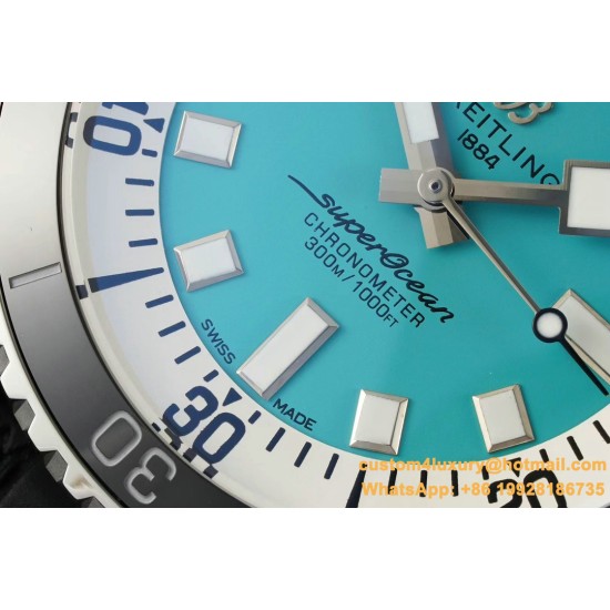 Superocean 42mm Black Bezel SS/RU Ice Blue Dial TF A2824