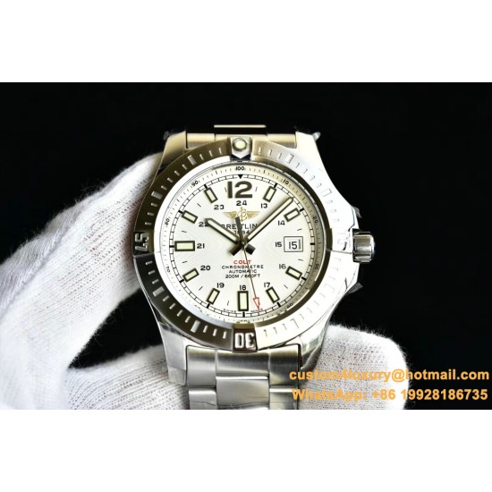 Breitling - Colt 44mm Chronograph Automatic SS/SS White/Stk GF A7750