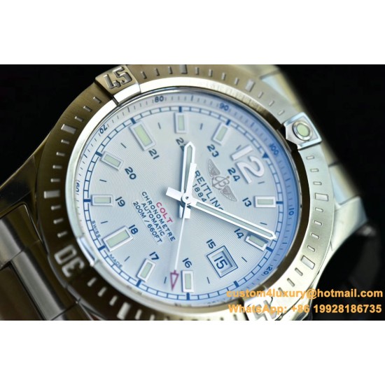 Breitling - Colt 44mm Chronograph Automatic SS/SS White/Stk GF A7750