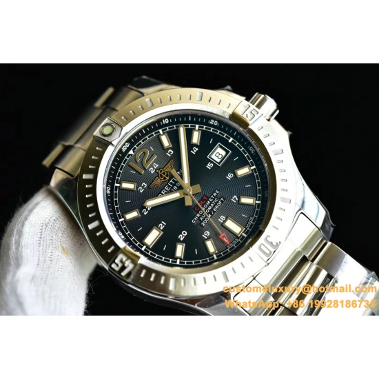 Breitling - Colt 44mm Chronograph Automatic SS/SS Black/Stk GF A7750